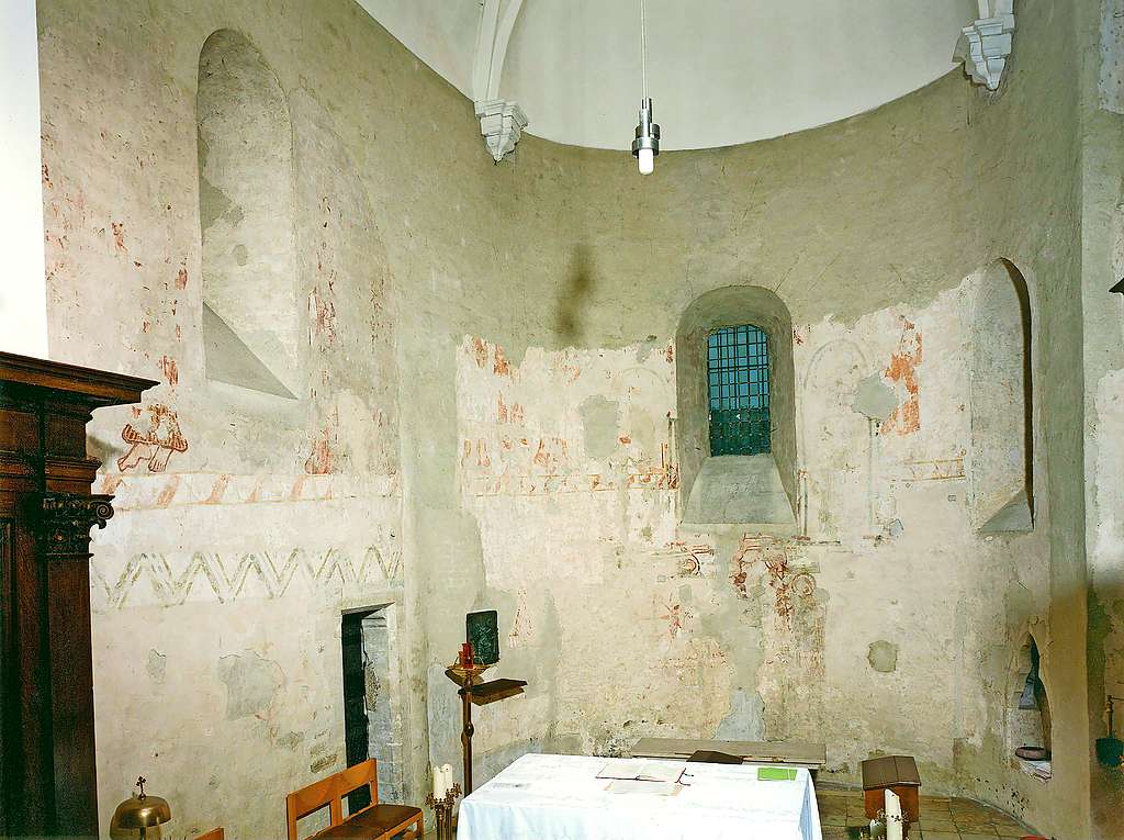 Middeleeuwse muurschilderingen in de Sint-Pauluskerk in Vossem. © Jean-Luc Elias – KIK